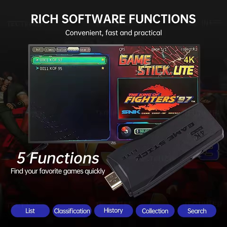 M8 Pro เกมคอนโซล 4K 64GB ความละเอียด 20000เกมคอนโซล + คอนโทรลเลอร์คู่ ...