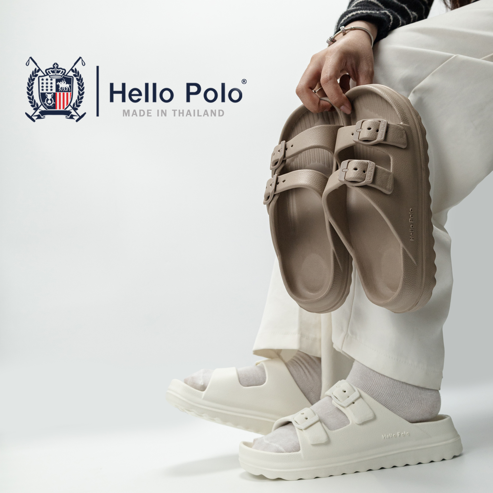 Hello Polo รองเท้าแตะผู้หญิง รองเท้าแตะผู้หญิงแฟชั่น วัสดุ EVA กันลื่น ...
