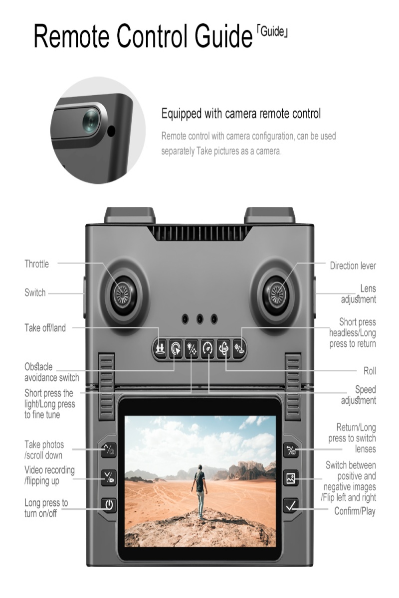 【DJI โดรนระดับ】5G remote control with folding screen กล้องปรับไฟฟ้าความ ...