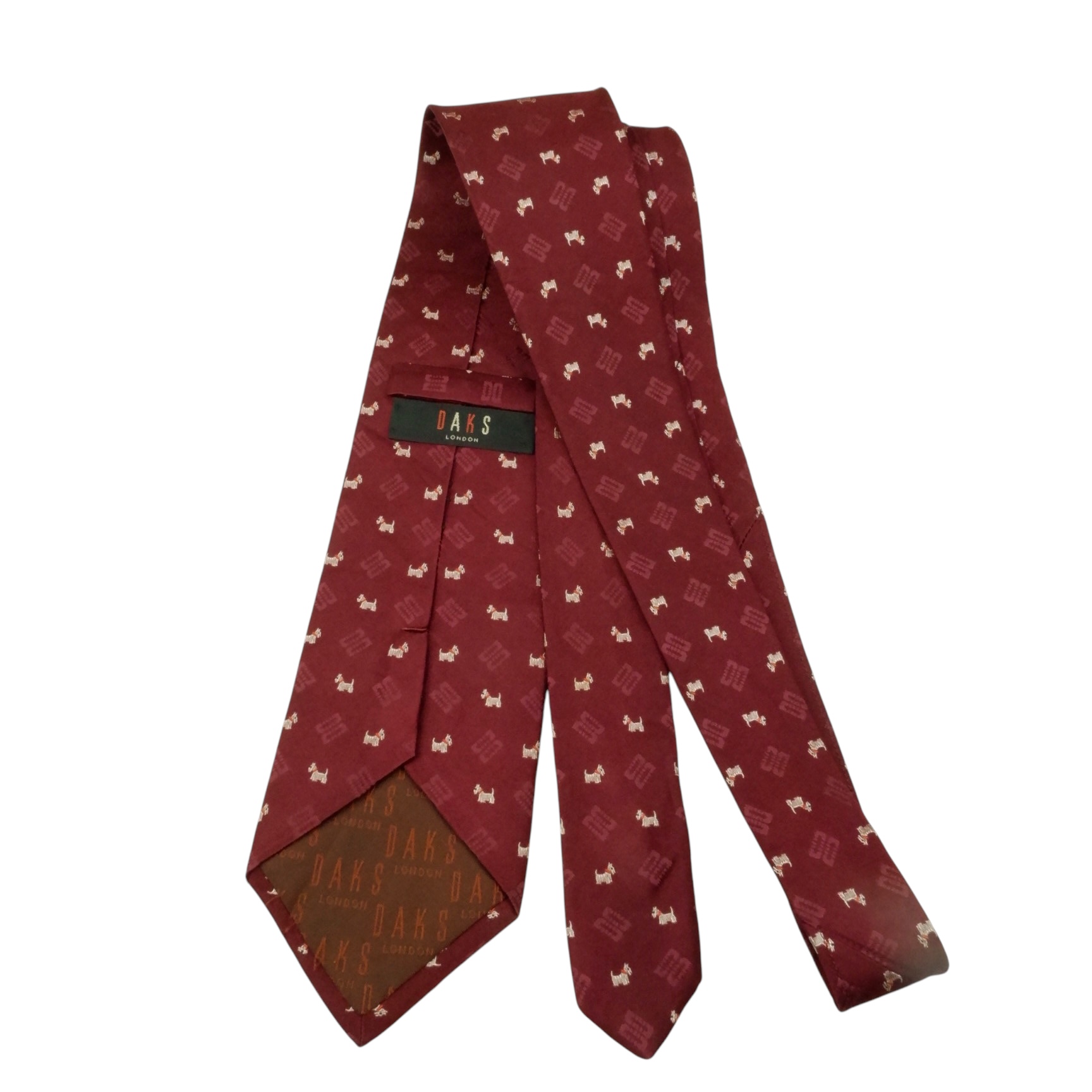เนคไท DAKS Silk Crimson Red Geometric Japan เนคไทแบรนด์เนม ของแท้ ...