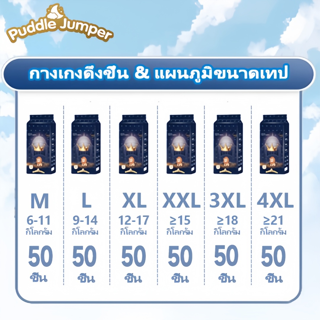 Puddle Jumper ผ้าอ้อม เด็ก 50ชิ้น กางเกง แห้งทันที นุ่ม บางเบา ผ้าอ้อม ...