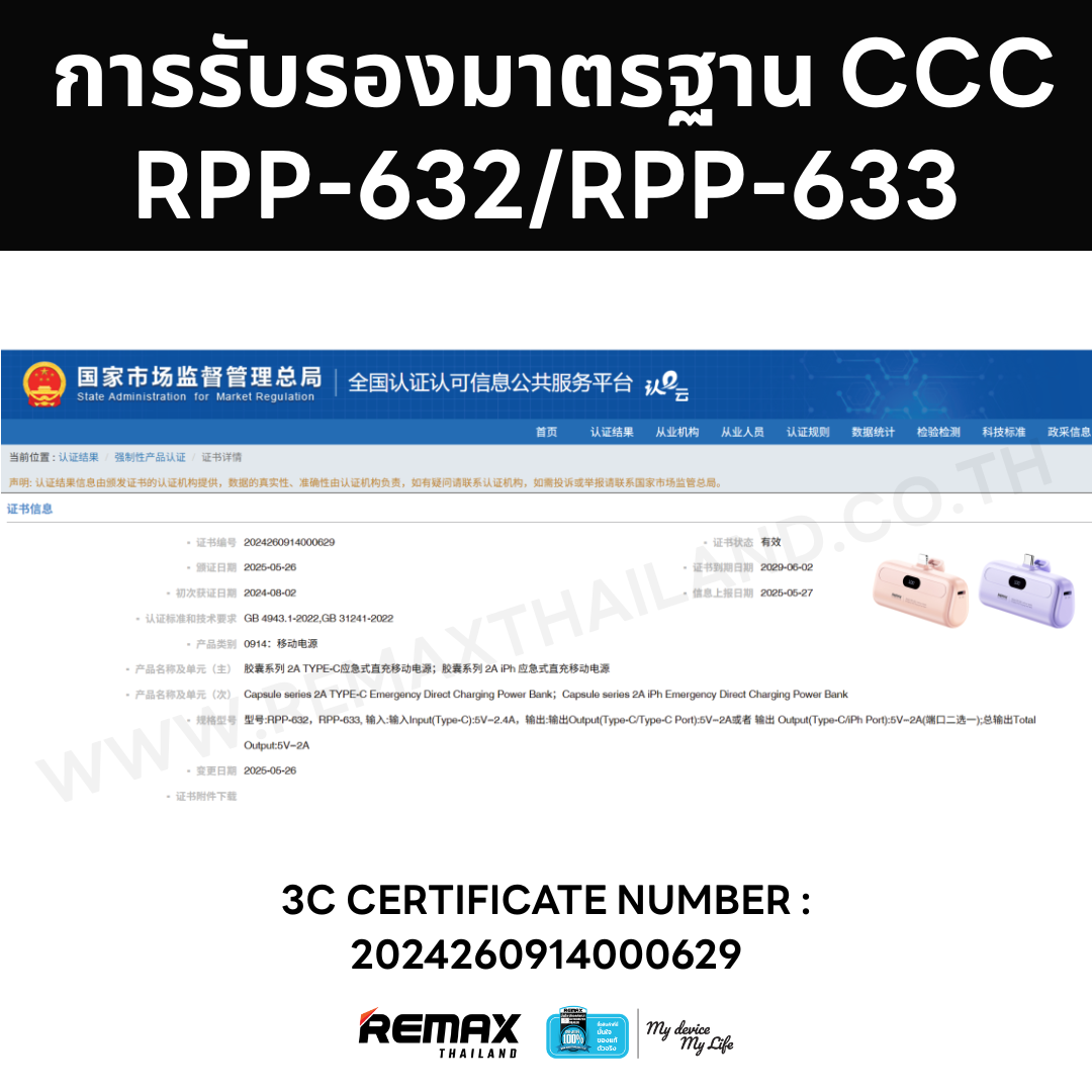 [ CCC ] Remax Power Bank รุ่น RPP-632 / RPP-633 แบตสำรองมินิ ความจุ ...