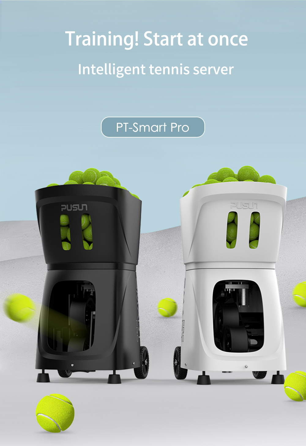 【New Arrivals】PUSUN PT-SMART PRO Tennis Ball Machine with APP Remote ...