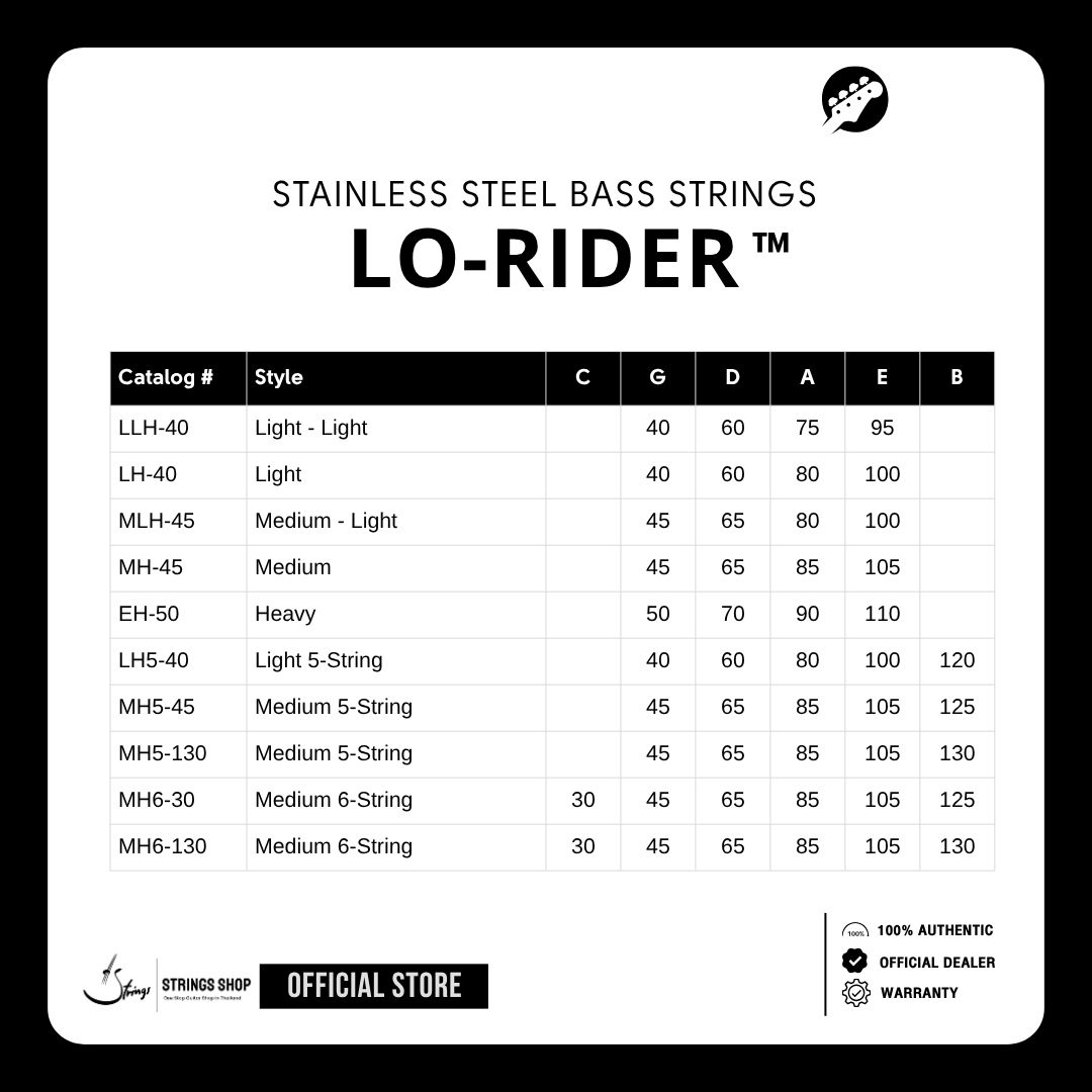 สายเบส DR Strings Lo-Rider™ - Stainless Steel Bass Strings | Shopee ...