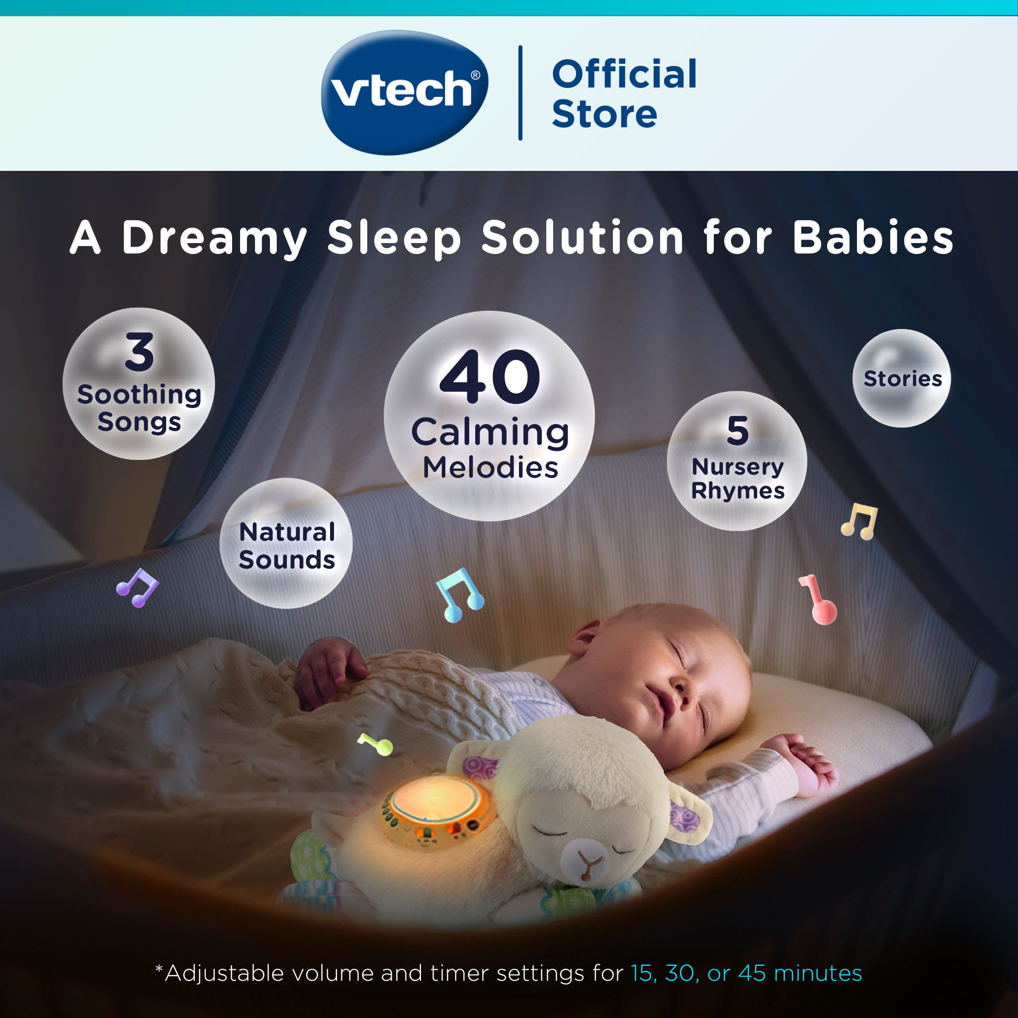 VTech Sheep Soothing Toys Light Projection Crying Sensor Crib toys New ...