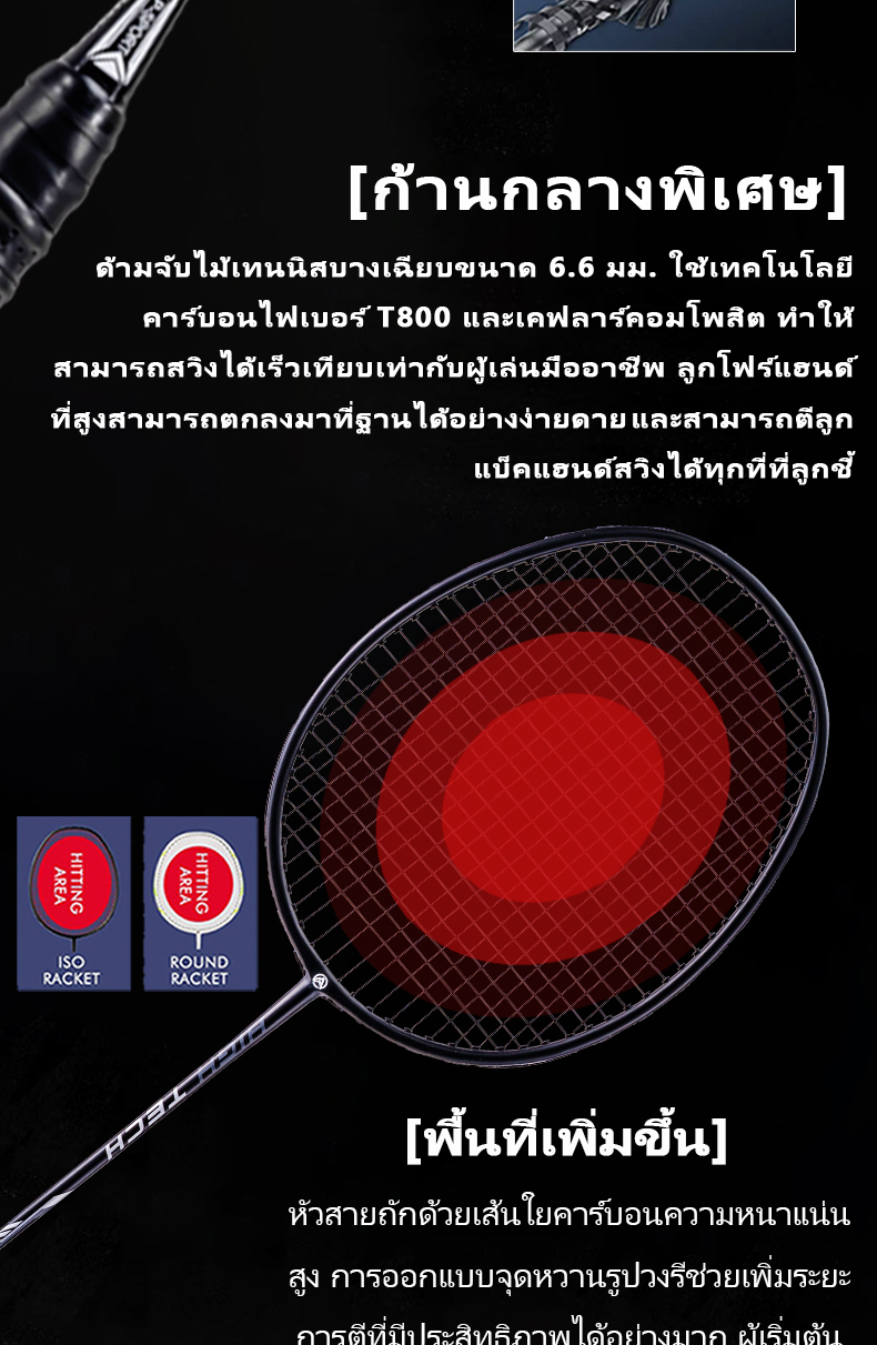 ALP RR 2 ตัว 4UG5 22 LBS ไม้แบดมินตันสีดำ ต้นฉบับ คาร์บอนไฟเบอร์เต็ม มี ...