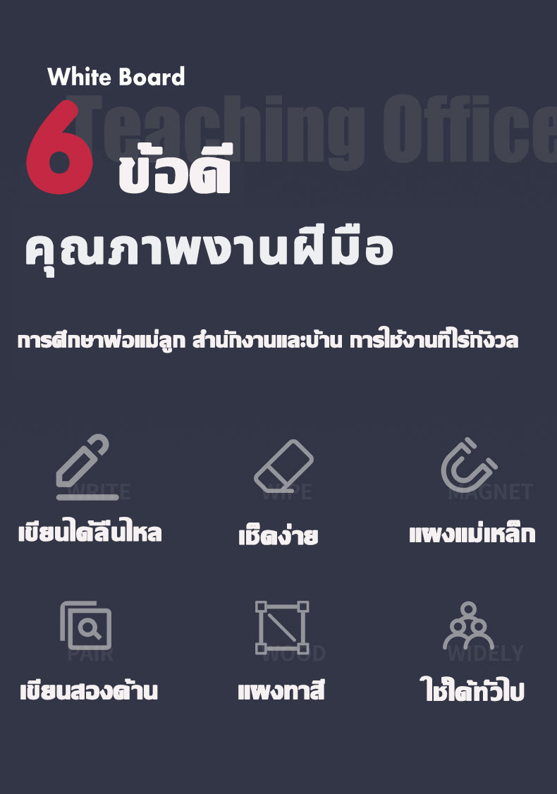 ไวท์บอร์ด กระดานไวท์บอร์ด กระดานติดผนัง แบบแขวน แม่เหล็ก เขียนและลบง่าย ...