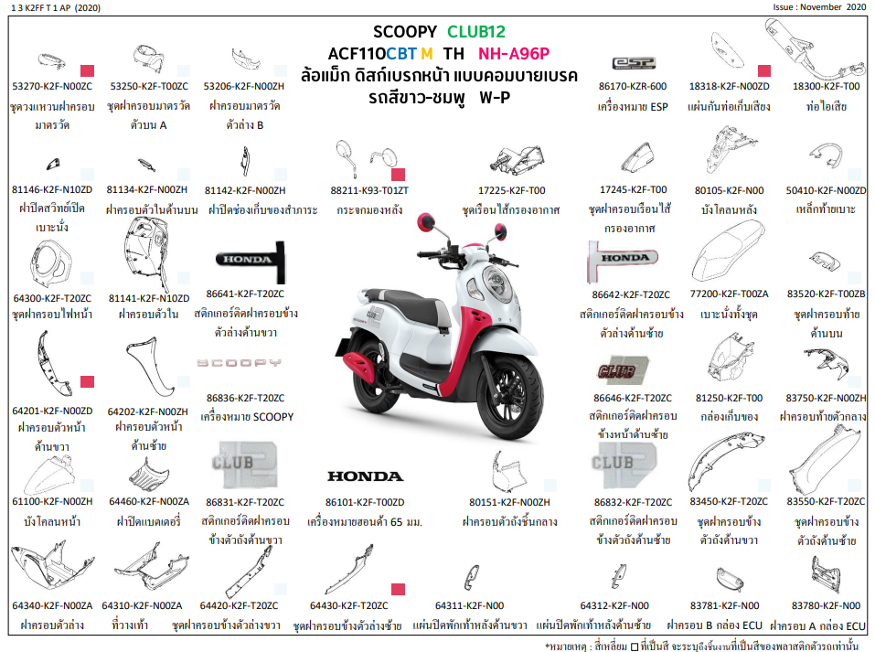 ชุดสี Scoopyi 2021 ชุดสีสกู้ปปี้ 2021 อะไหล่SCOOPYi 2021 เฟรม Scoopy ...