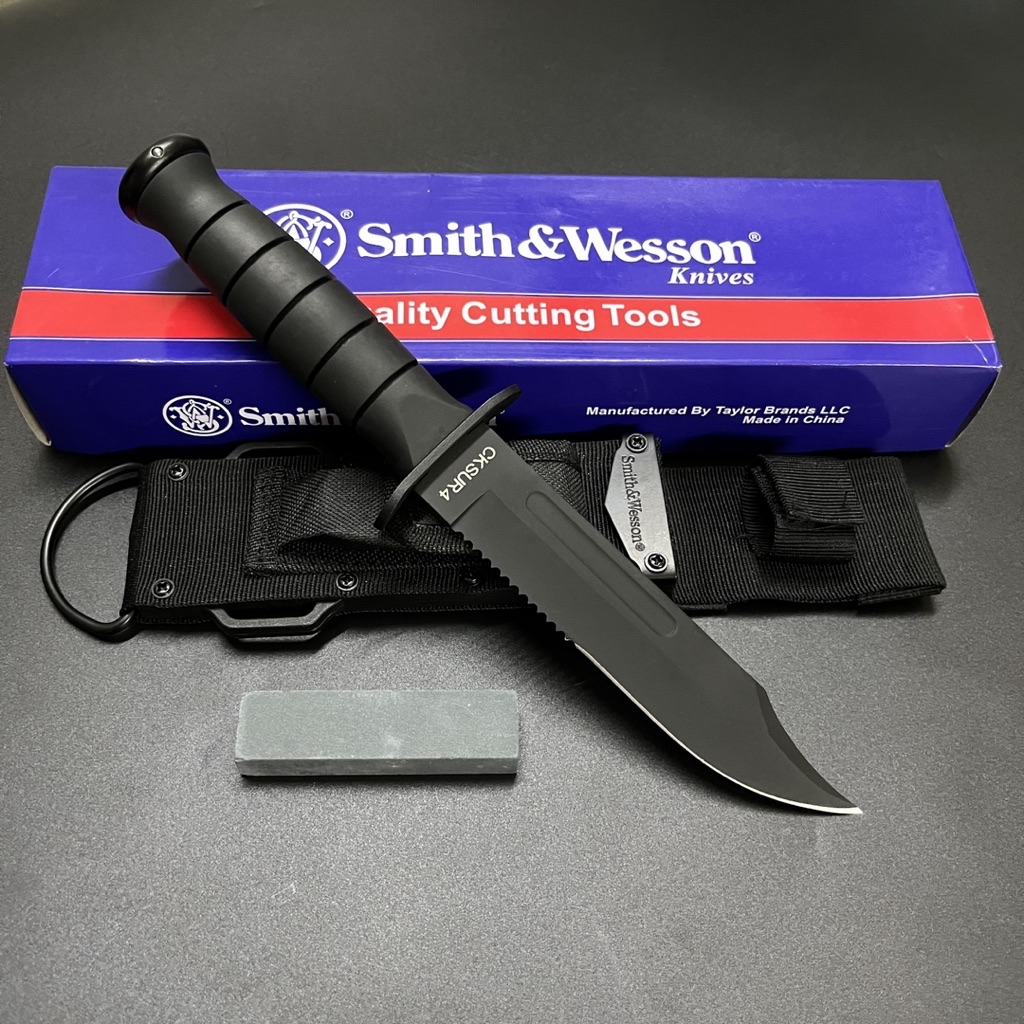 มีดเดินป่า Smith&Wesson รุ่น SWBA CKSUR 4 ใบรมดำทรง BOWIE ( ขนาด 30 ...