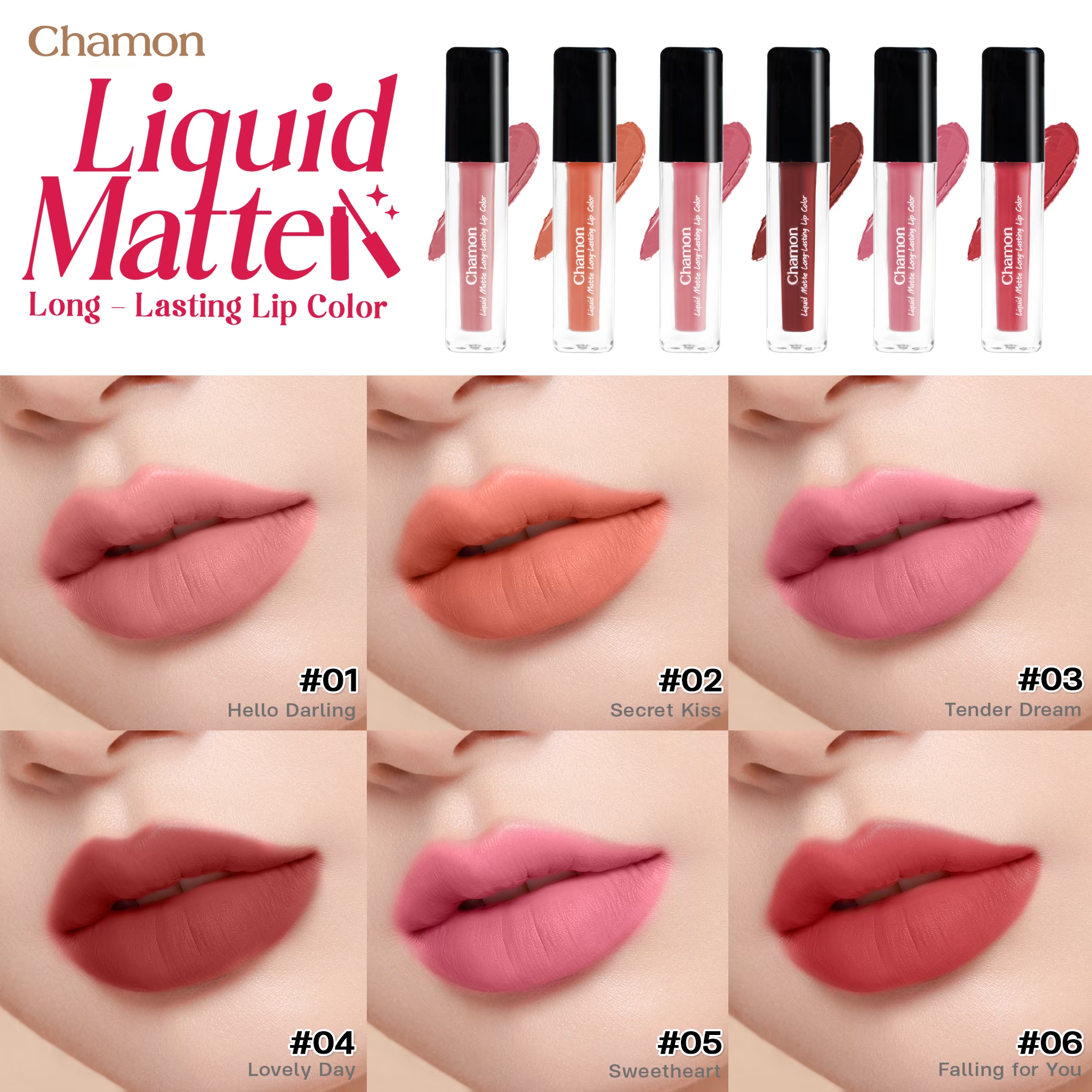 CHAMON Liquid Matte Long-Lasting Lip Color ลิปแมท สีชัด ติดทน 4.2g ...