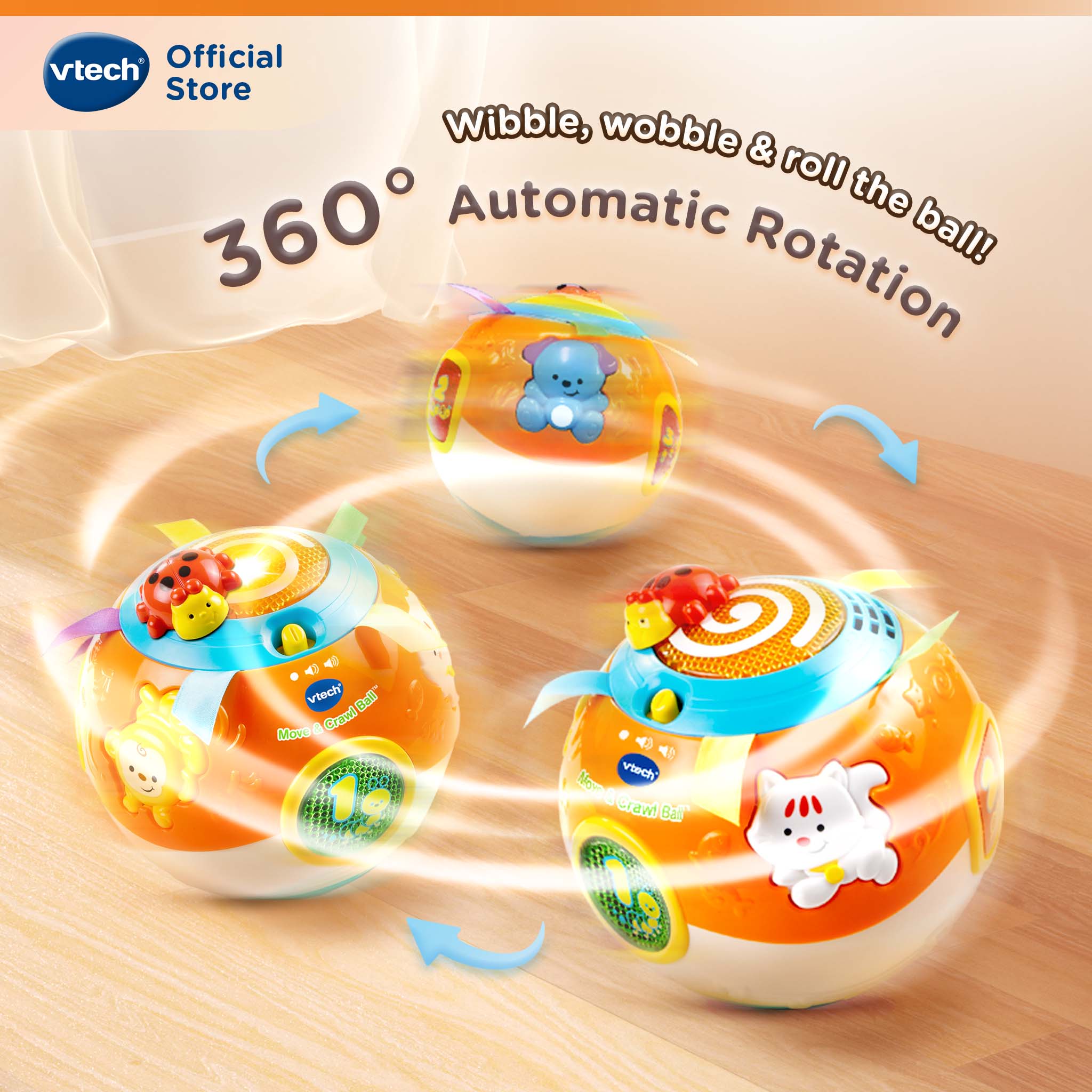 VTech Move & Crawl Ball วีเทค ของเล่นลูกบอลหัดคลาน ของเล่นเด็ก 6/ 9 /12 ...