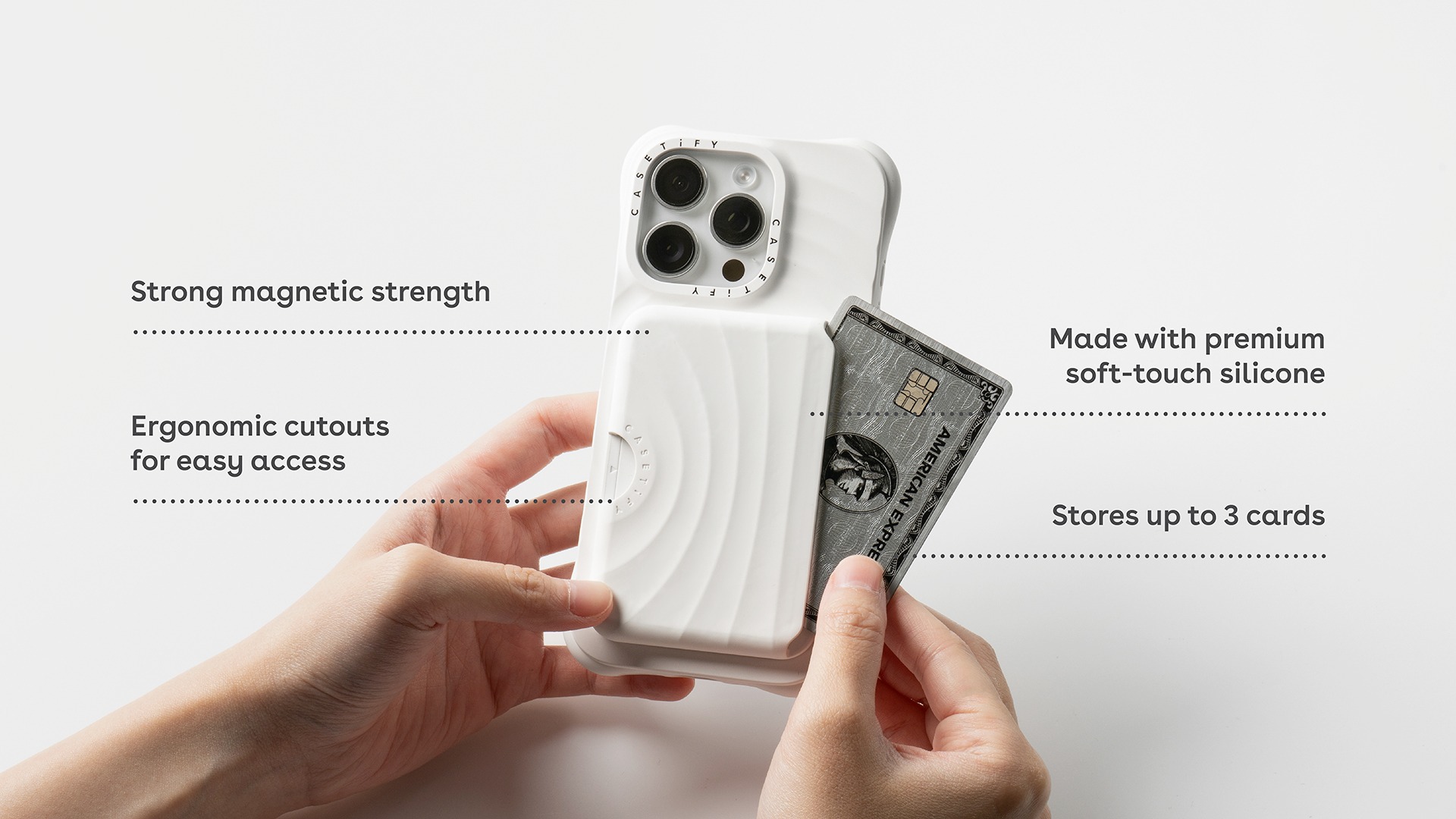 Accessories スマホケース・テックアクセサリー Magnetic Thailand CASETiFY Snappy Ripple Wallet  [Magsafe対応] - ホワイト ホワイト iPhone 16