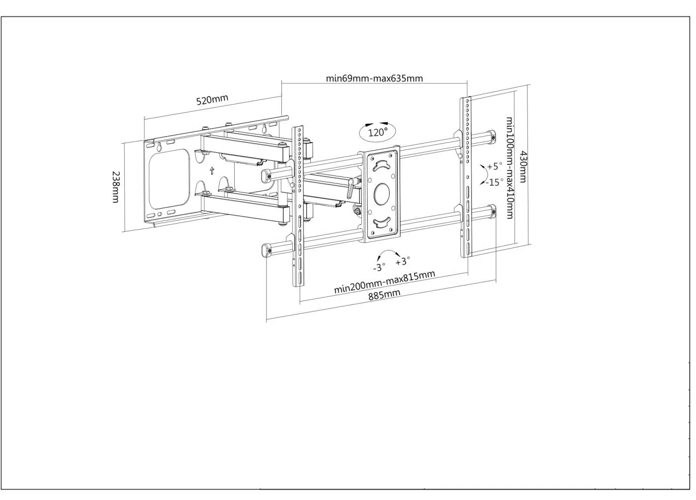 Manhattan MHT-461290 FullMotion TV Wallmount 37
