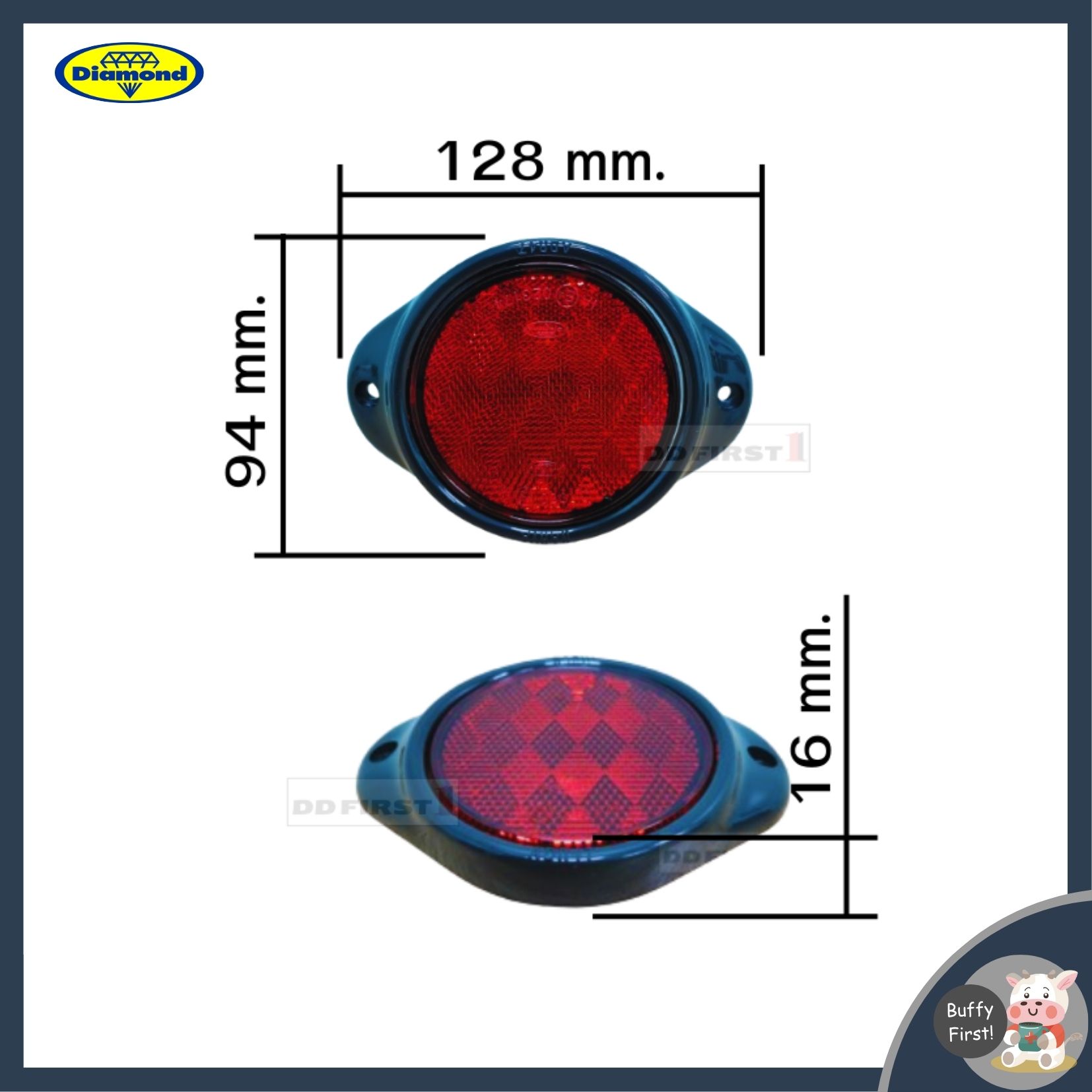 ไฟตราเพชร 01-721 Reflective Reflector for Trailers and Trucks, Red ...