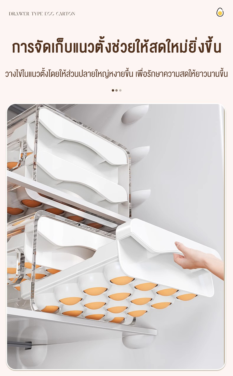 Nearra กล่องเก็บไข่ในตู้เย็น 1ชุด มี 2 ชั้น รองรับไข่ไก่ได้ 32 ฟอง จัด ...