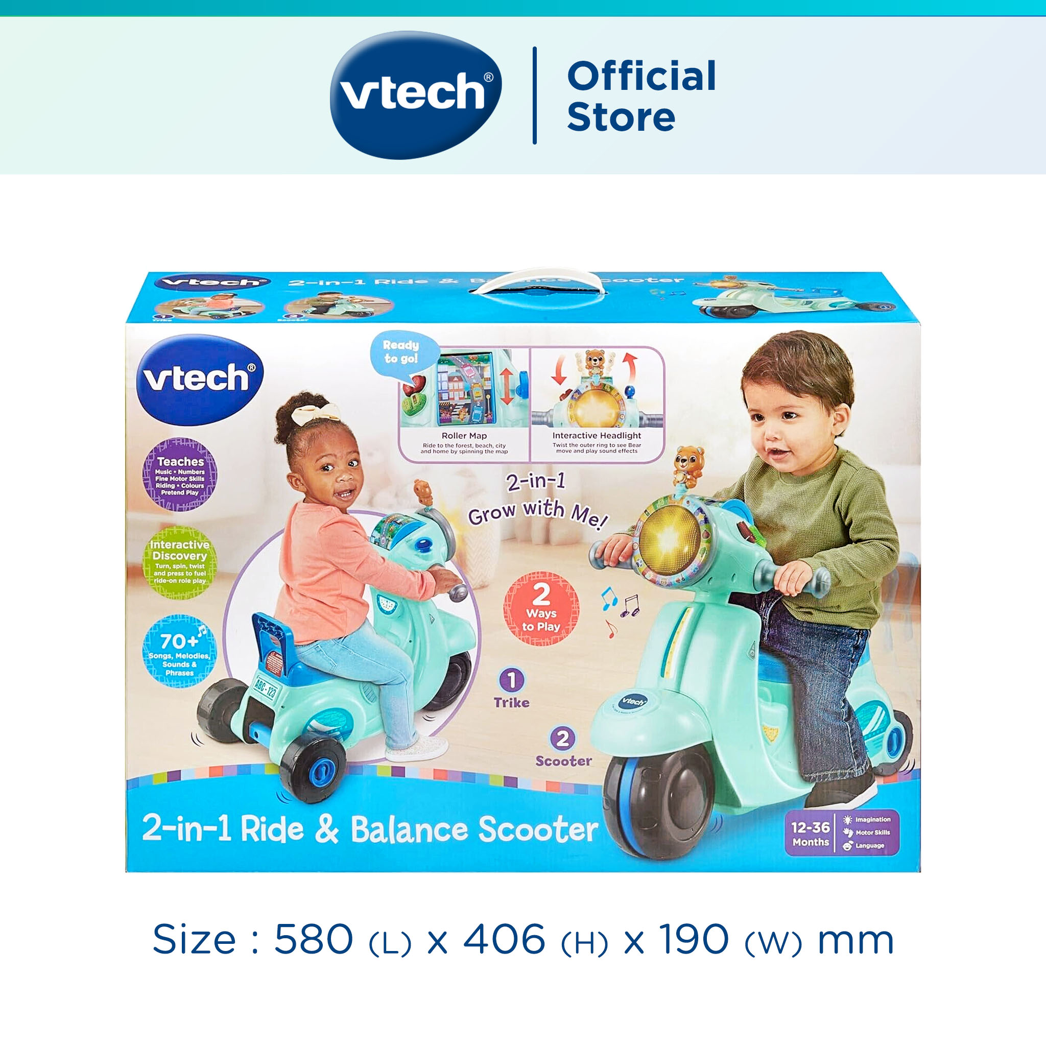 VTech 2-IN-1 Ride & Balance Scooter, Ride On Toys, สกู๊ตเตอร์ขี่และ ...