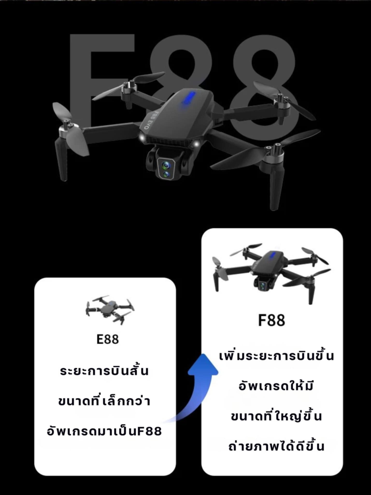โปรพิเศษ7วันเท่านั้นDRONE V888 PROเป็นมอเตอร์บัสเลสให้แบต3ก้อนแบตเพิ่ม ...