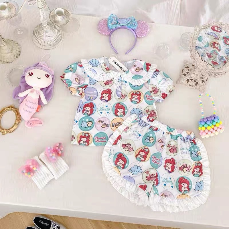 BB110 พร้อมส่ง ชุดสองชิ้น เสื้อ+กางเกงขาสั้น ลายการ์ตูนนางเหงือกน้อย ...