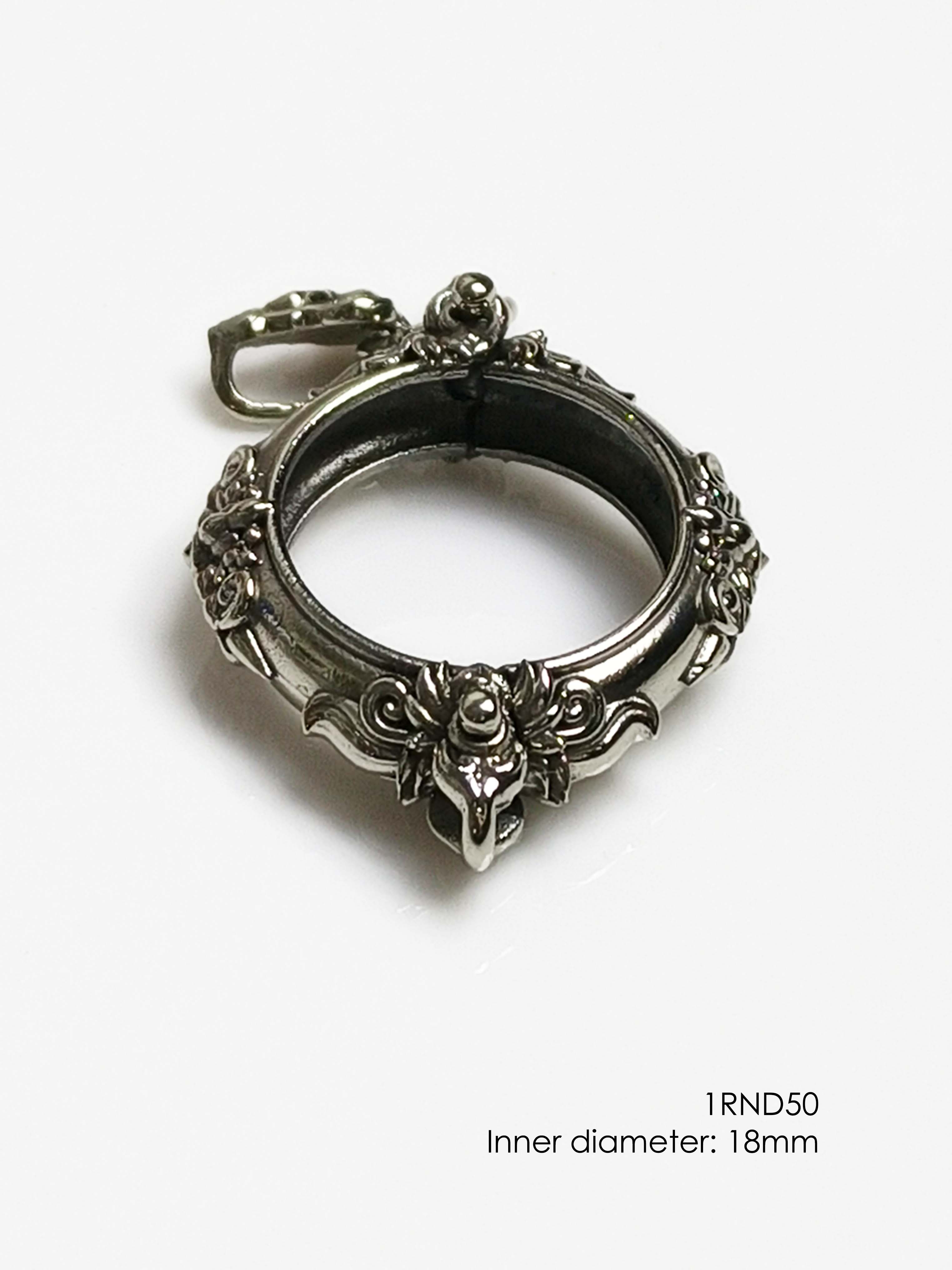 1RND50Whitebrass round amulet casing inner diameter 18mm จี้กรอบพระ ...