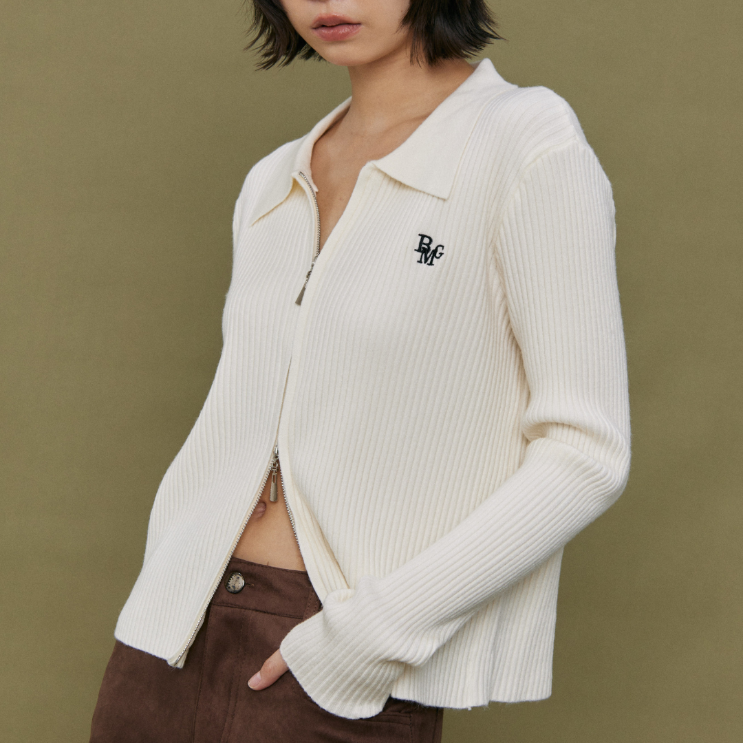 Bemingtop963(S-XL)-Zipper Knit Polo – เสื้อคาร์ดิแกนซิปหน้า ทรงคอปกคลี ...