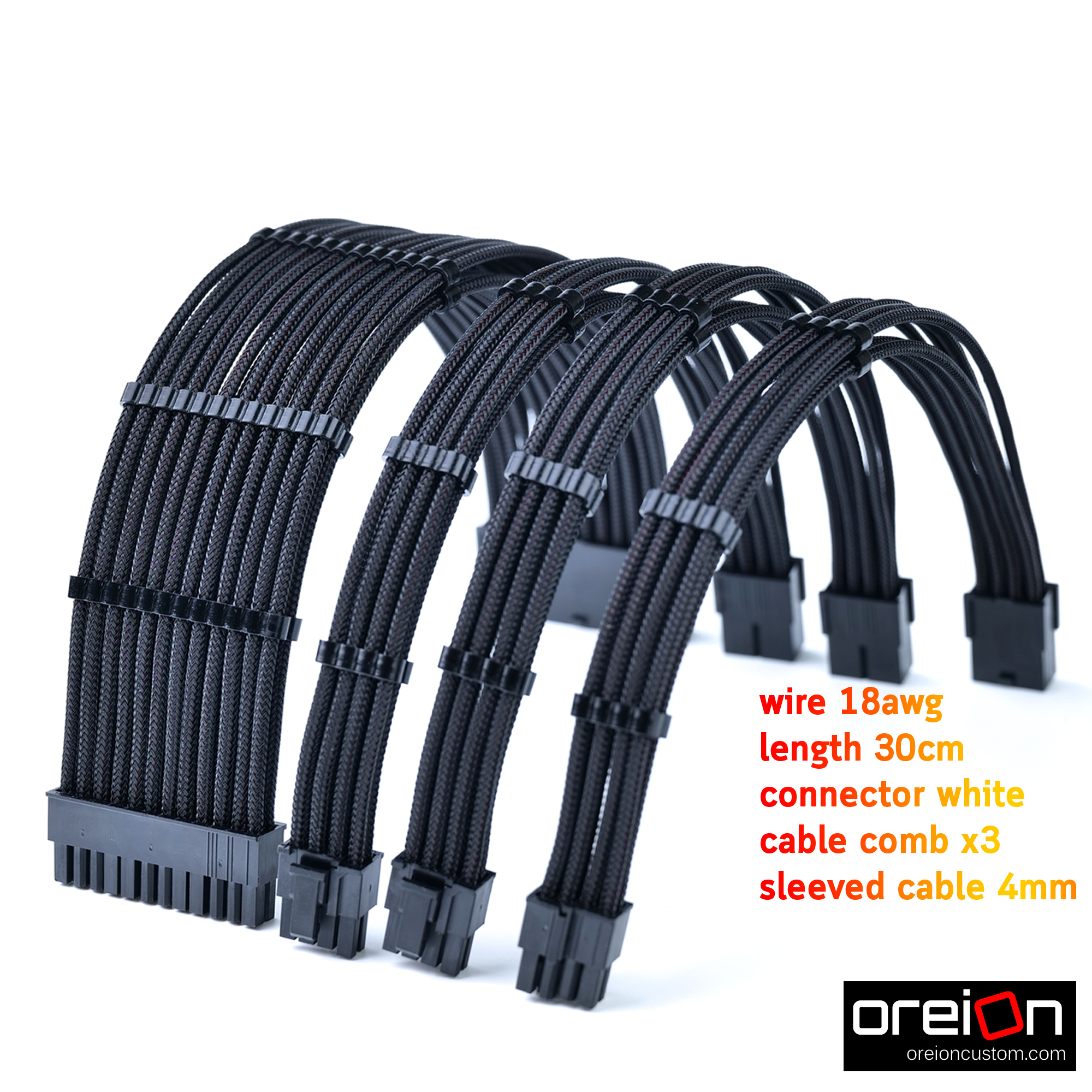 สายถักแต่งคอม สีดำล้วน Extensions Sleeved PC Cable [ดำ-หวีดำ][พร้อมส่ง ...