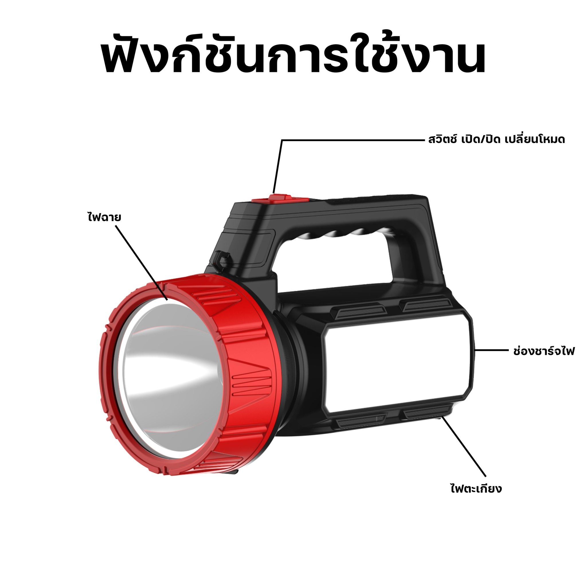 ไฟฉายแรงสูง PY-2607 LED 15W ไฟเอนกประสงค์ แสงสีขาว ชนิดชาร์จแบตเตอรี่ ...