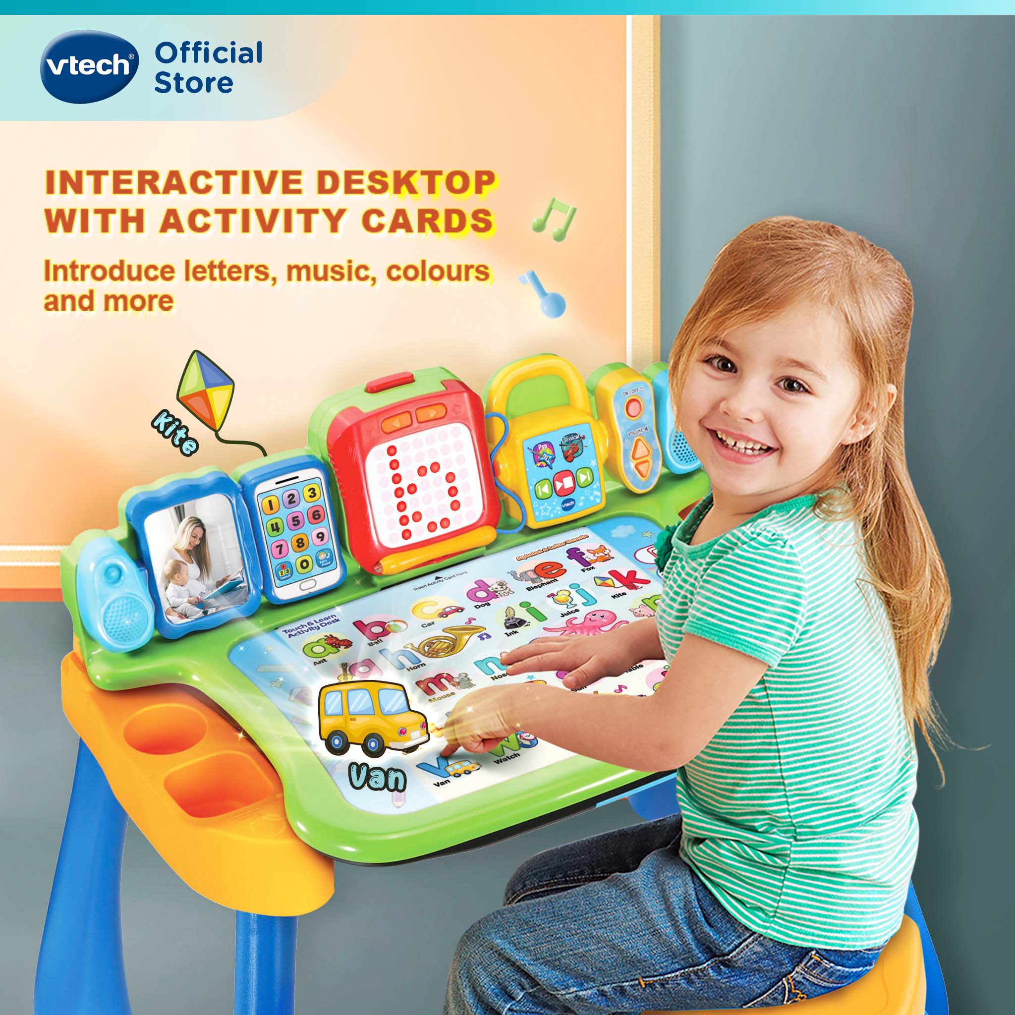 VTech 4 in 1 Kids Learning Desk 【Touch & Learn Activity Desk】Toys + 9 ...