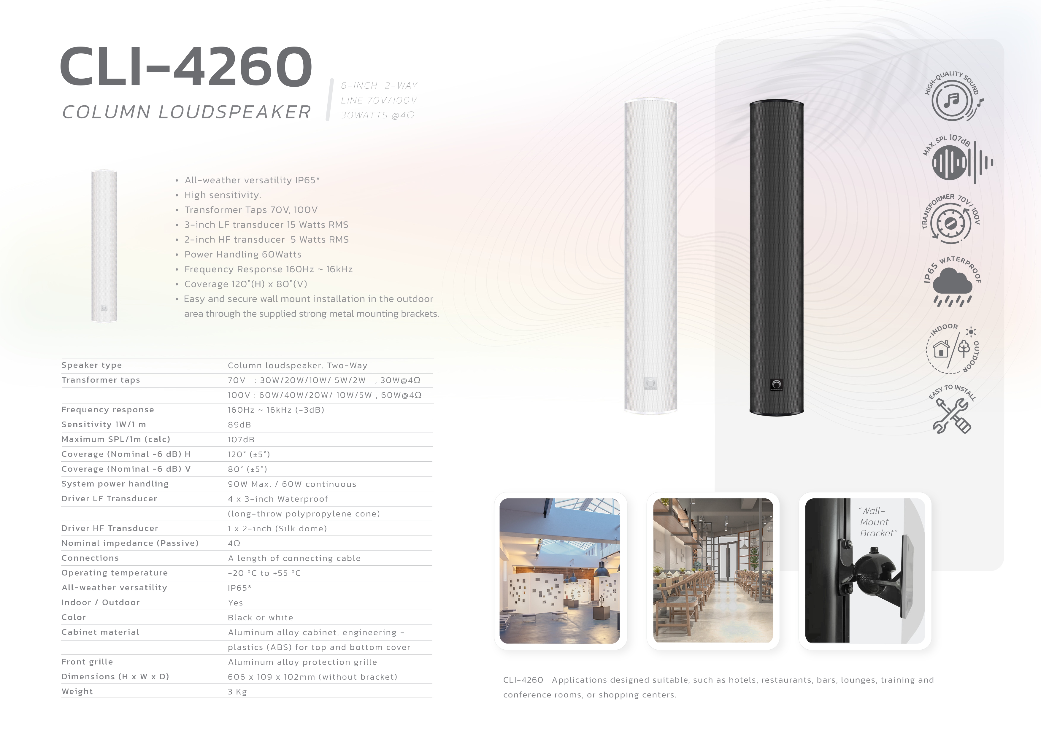 (ส่งฟรี/ผ่อน0%) SOUNDVISION CLI-4260 Column Spesker ลำโพงคอลัมน์ 4x3 ...