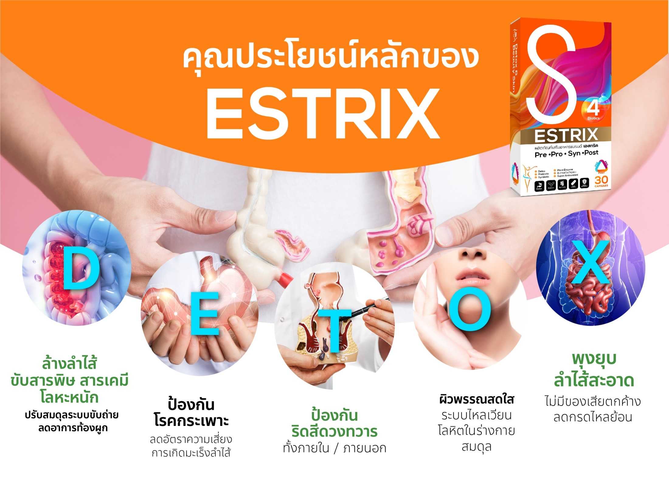 Estrix เอสทริกซ์ ปรับสมดุลการขับถ่าย ถนอมลำไส้ ขนาด 10 แคปซูล จำนวน 9 ...