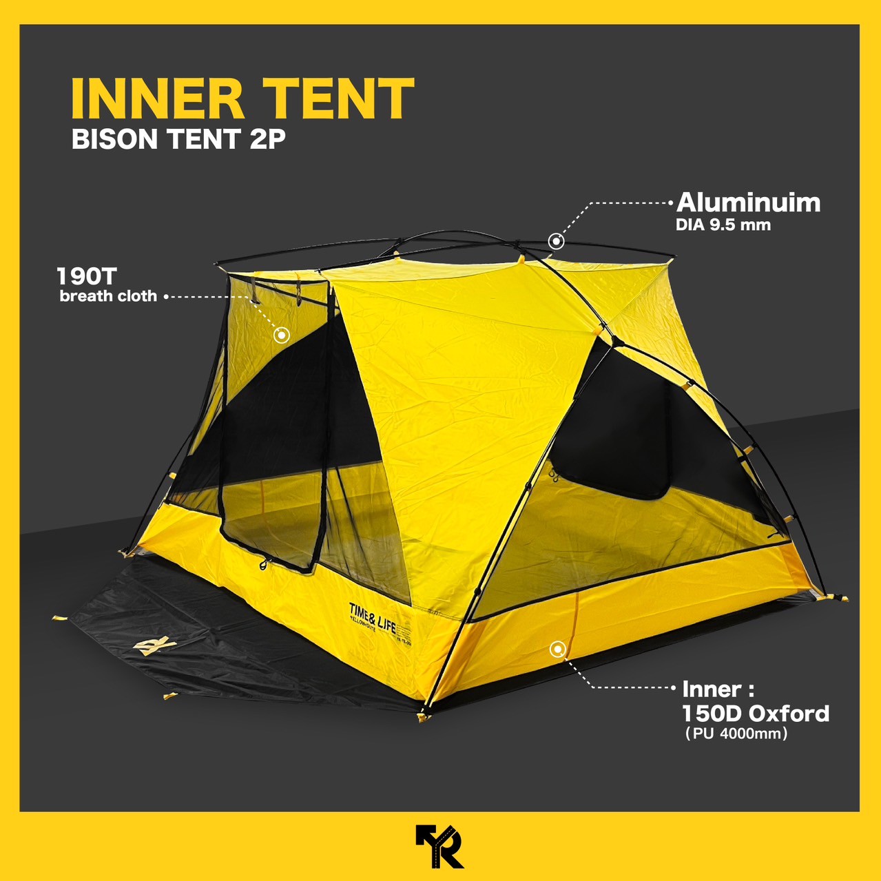 Yellow Route : Bison Tent (เต็นท์สำหรับ 2 -3 คน) ฟรีกราวชีท ฟรีเสา ...