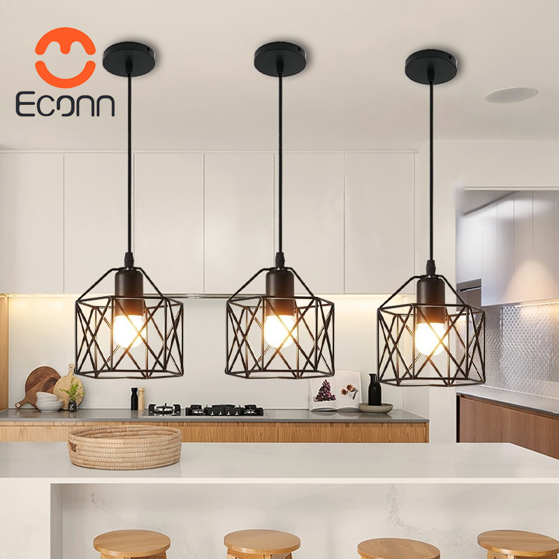 ECONN โคมไฟระย้าส ไตล์โมเดิร์นมินิมอล โครงเหล็กดำ ใช้หลอด E27 สำหรับ ...
