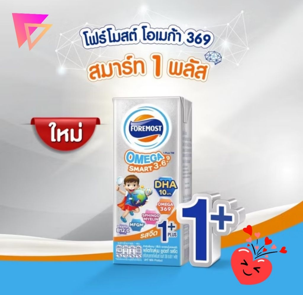 [ขายยกลัง] โฟร์โมสต์ โอเมก้า 369 สมาร์ท 1 พลัส รสจืด 180มล (36กล่อง/ลัง ...