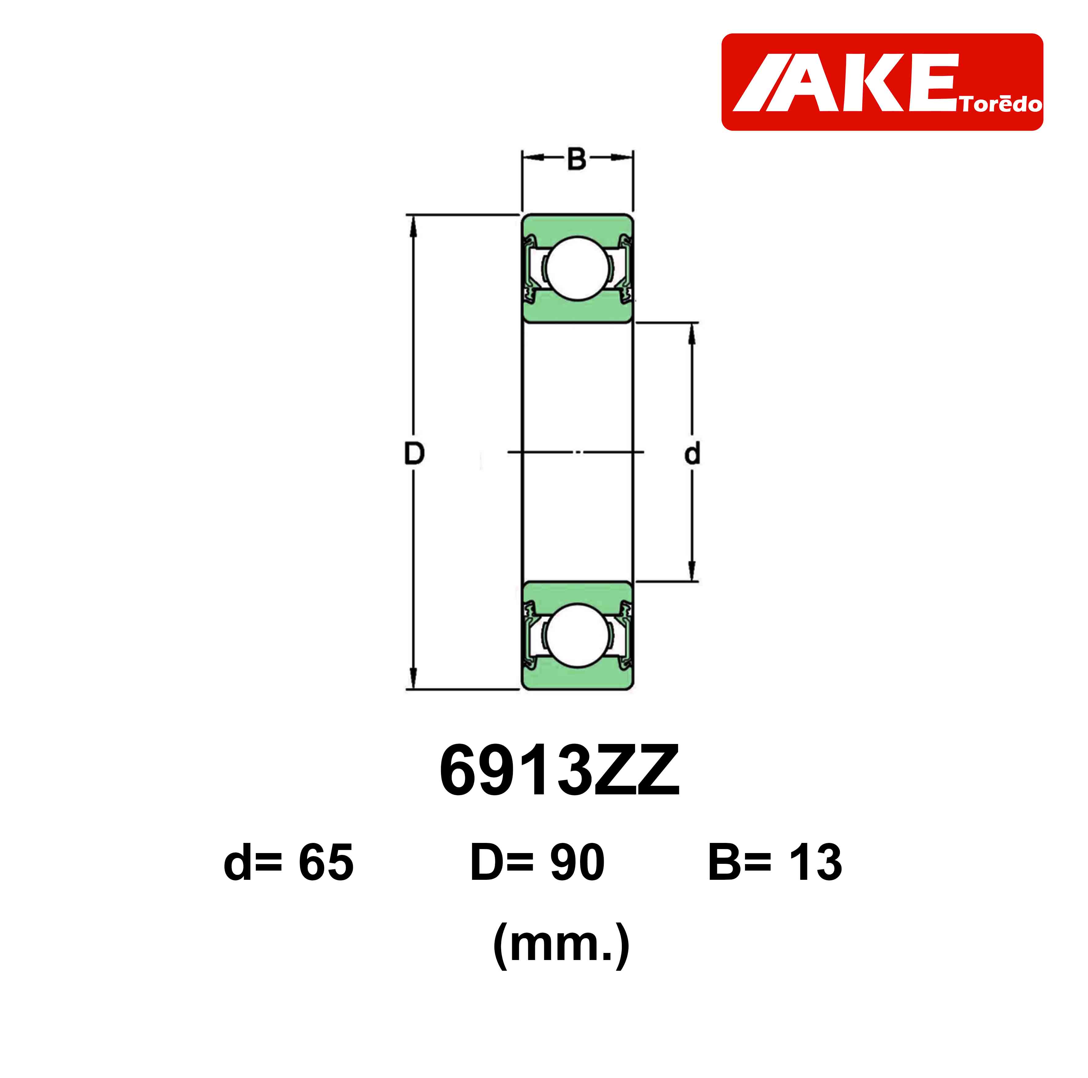 6913 6913Z 6913-2RS ตลับลูกปืนเม็ดกลม ( DEEP GROOVE BALL BEARINGS ) ฝา ...