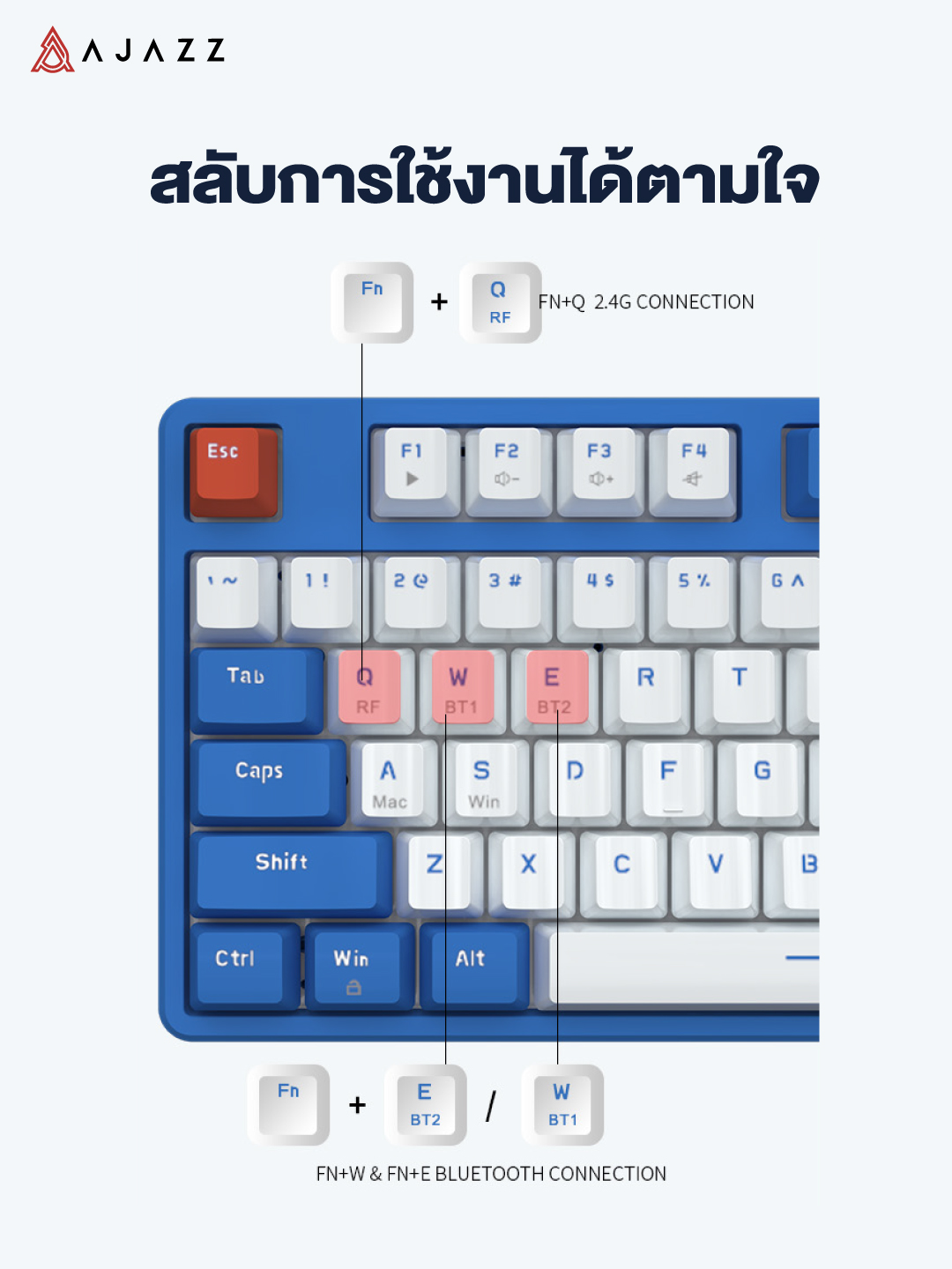 คีย์บอร์ดเกมมิ่ง Ajazz AK872 California Sunset Mechanical Keyboard คี ...