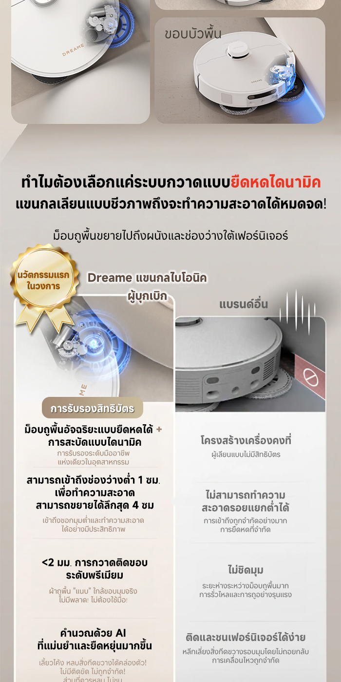 DREAME Bot L30s Ultra Robot Vacuum หุ่นยนต์ดูดฝุ่นถูพื้น ถูพื้น ซักผ้าถู อบผ้า แรงดูดสูงถึง 11,000Pa
