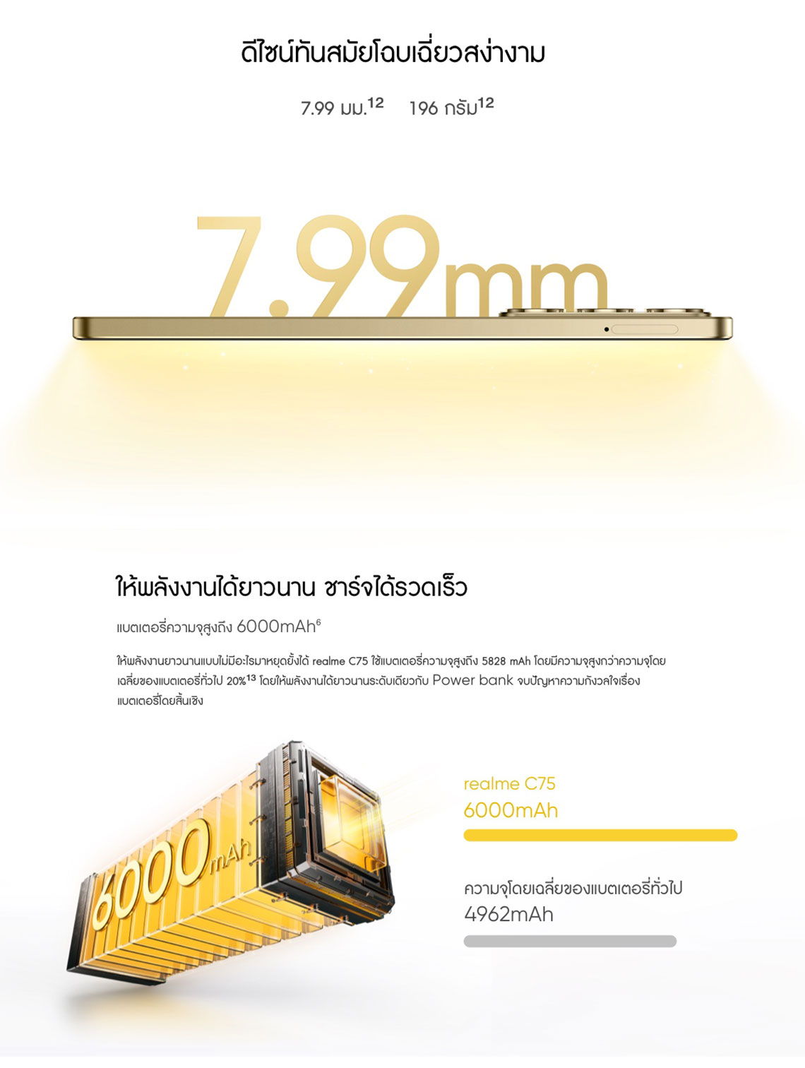 realme C75 (8+128)| Chipset MTK Helio G92 Max กล้องชัด 50MP+Flickerกันน้ำกันฝุ่น IP69แบตเตอรี่จุ 6,000 mAh