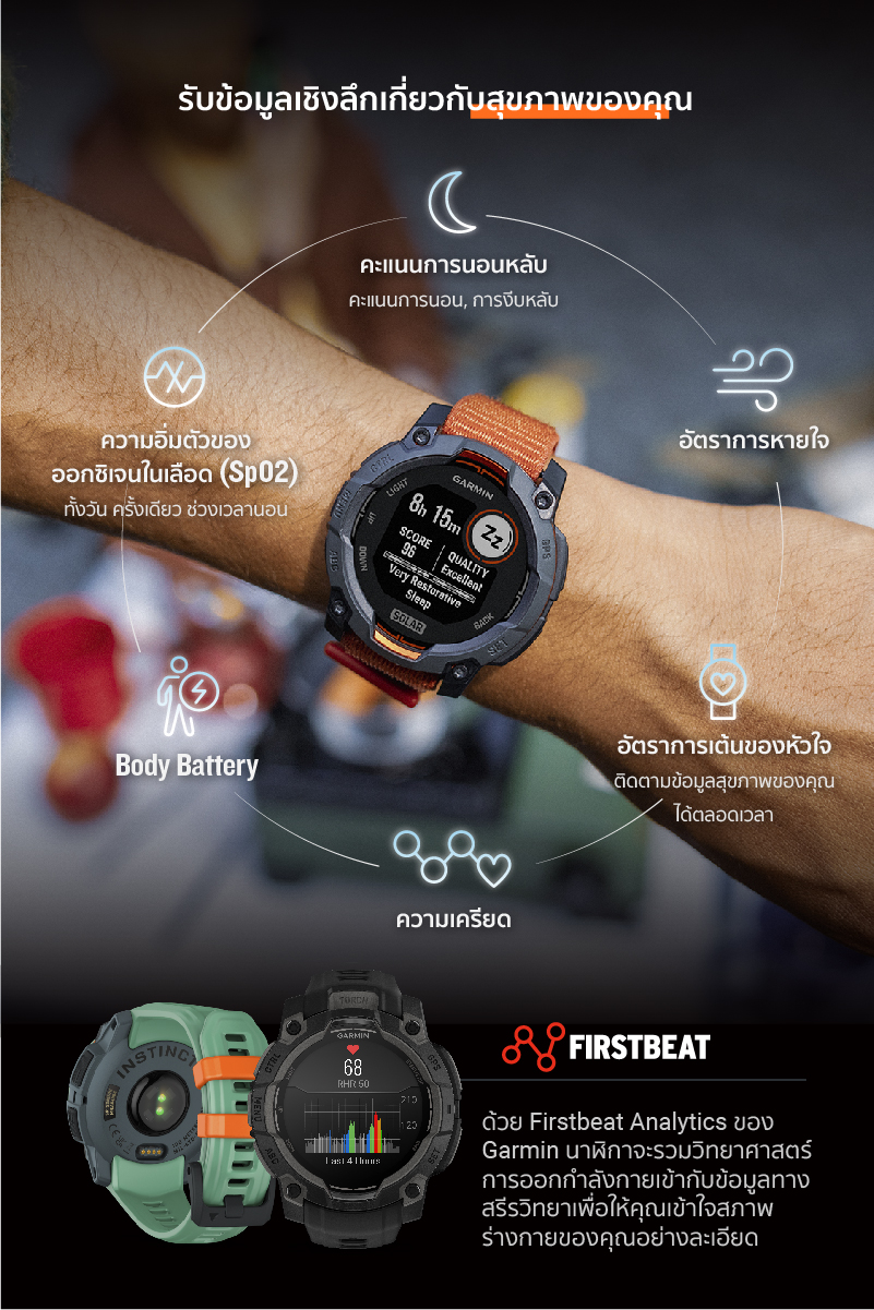 Garmin Instinct 3 นาฬิกาสมาร์ทวอทช์ระบบ GPS รับประกันศูนย์ไทย 2 ปี