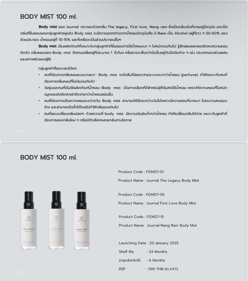 JOURNAL BODY MIST 100ml. (แท้จากshop) | Shopee Thailand