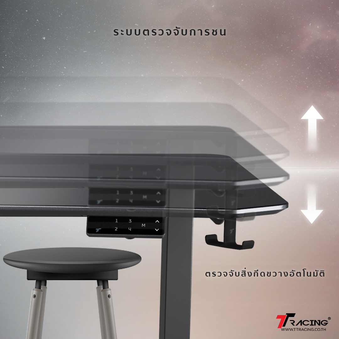 TTRacing Titus X Smart Desk โต๊ะคอม ดีไซน์ล้ำ ปรับระดับความสูงได้ หน้าโต๊ะกว้าง ขอบไร้เหลี่ยม ทนทาน