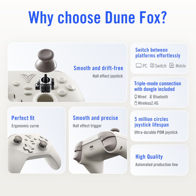 FLYDIGI Dune Fox จอยเกม มีปุ่ม Turbo ในตัว จอยเกมส์ Multi-Platform Controller รองรับ PC / Windows, Nintendo Switch, Android Native, iOS Native