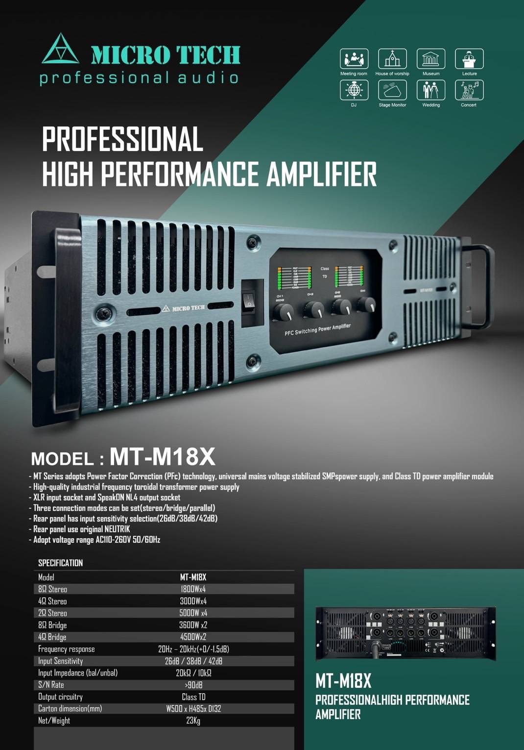 MICROTECH MT-M18X เพาเวอร์แอมป์ สวิชชิ่ง 4CH x 1800W. คลาส TD 4 แชลแนล ...
