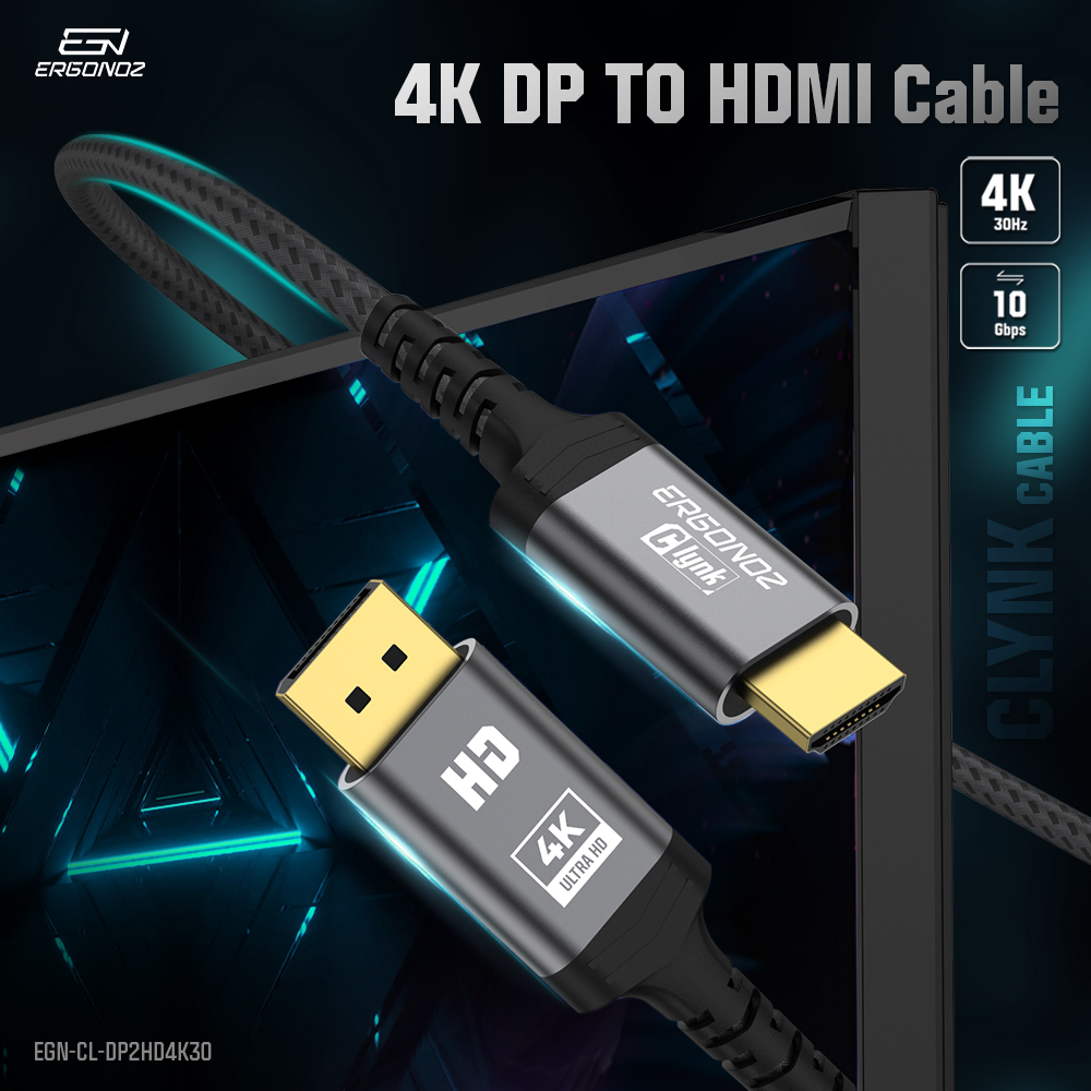 ERGONOZ Clynk DP to HDMI Cable ส่งข้อมูลภาพความละเอียดสูงสุด 4K30Hz สาย ...