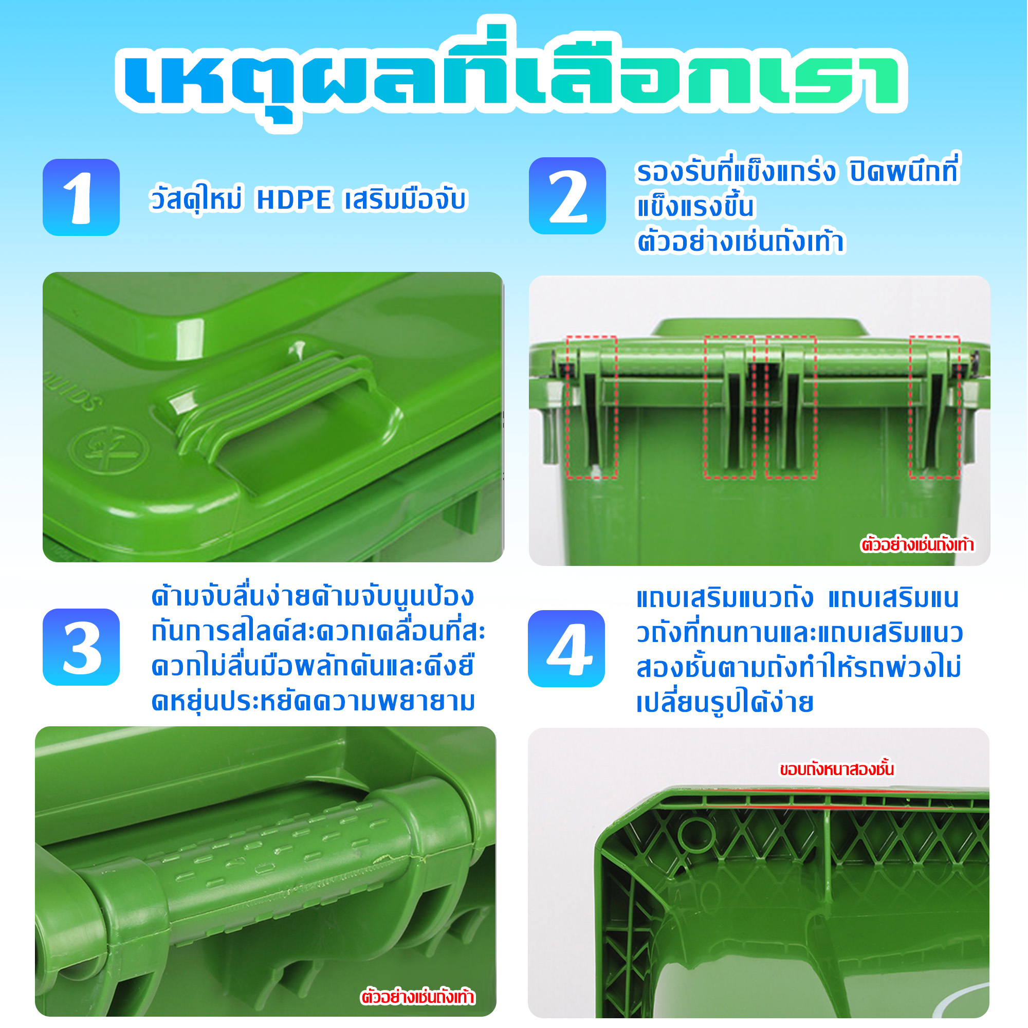 PERDKPAPA ขายตรงจากโรงงาน ถังขยะพลาสติก 100L/120L/240L ที่แยกขยะ ถังขยะ ...