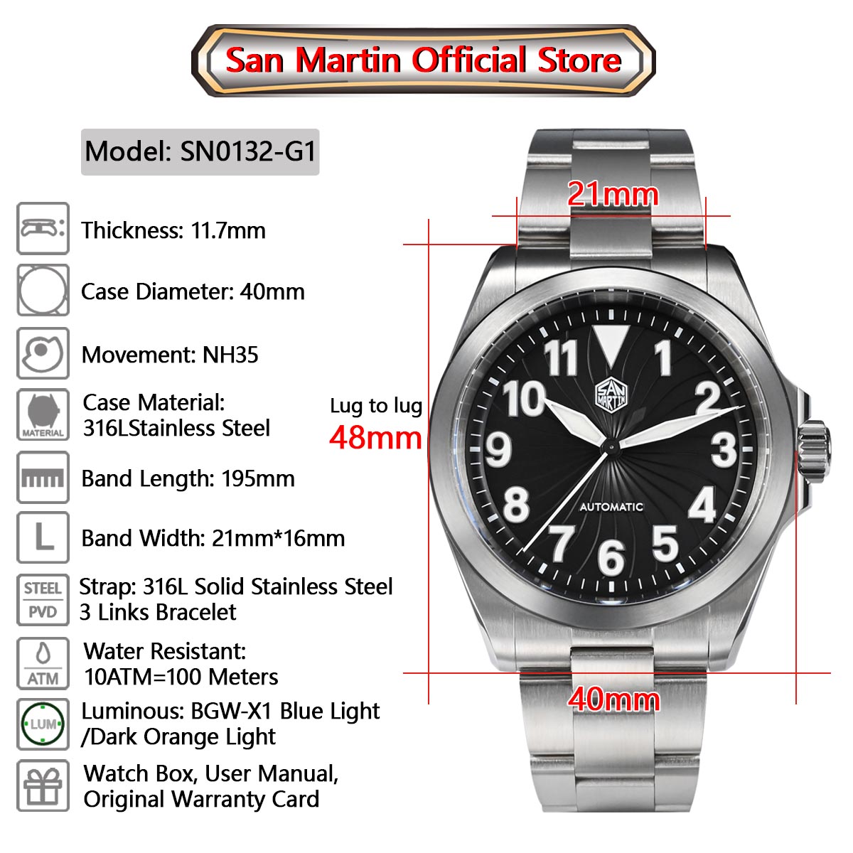 [Pre-order][ออโต้] San Martin SN0132 OG Pilot Turbine 40MM BGW9/X1 AR ...