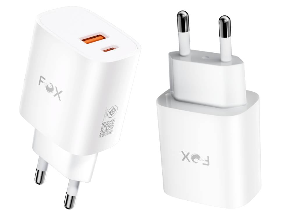 อะแดปเตอร์ FOX Wall USB Charger 1 USB-A (QC3.0) / 1 USB-C (PD20W) White ...