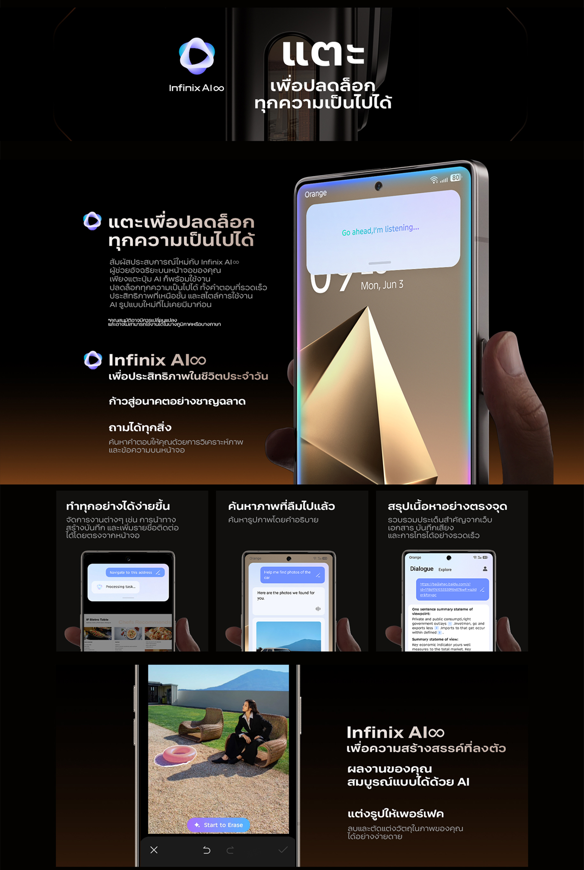 Infinix รุ่น X6856 NOTE 50 Pro+ 5G ชิปเซ็ต Dimensity 8350 ซูม 100X Periscope กันสั่น OIS ชาร์จเร็ว 100W ชาร์จไร้สาย 50W