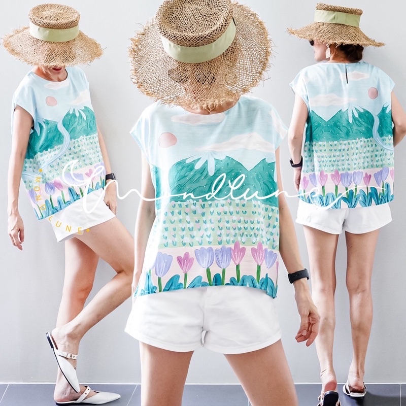 เสื้อเบลาส์คอกลมแขนเกย หน้าสั้นหลังยาวแบบใหม่ สไตล์แบบแบรนด์ ซาร่า งาน ...