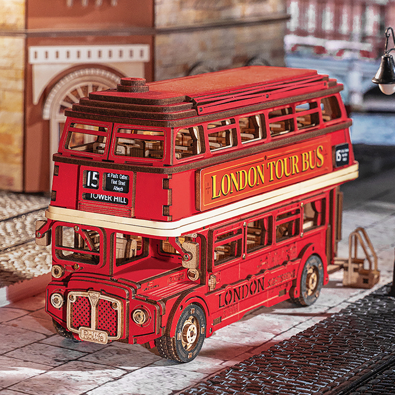 Robotime ชุดโมเดลตัวต่อไม้ RBT London Tour Bus | Shopee Thailand
