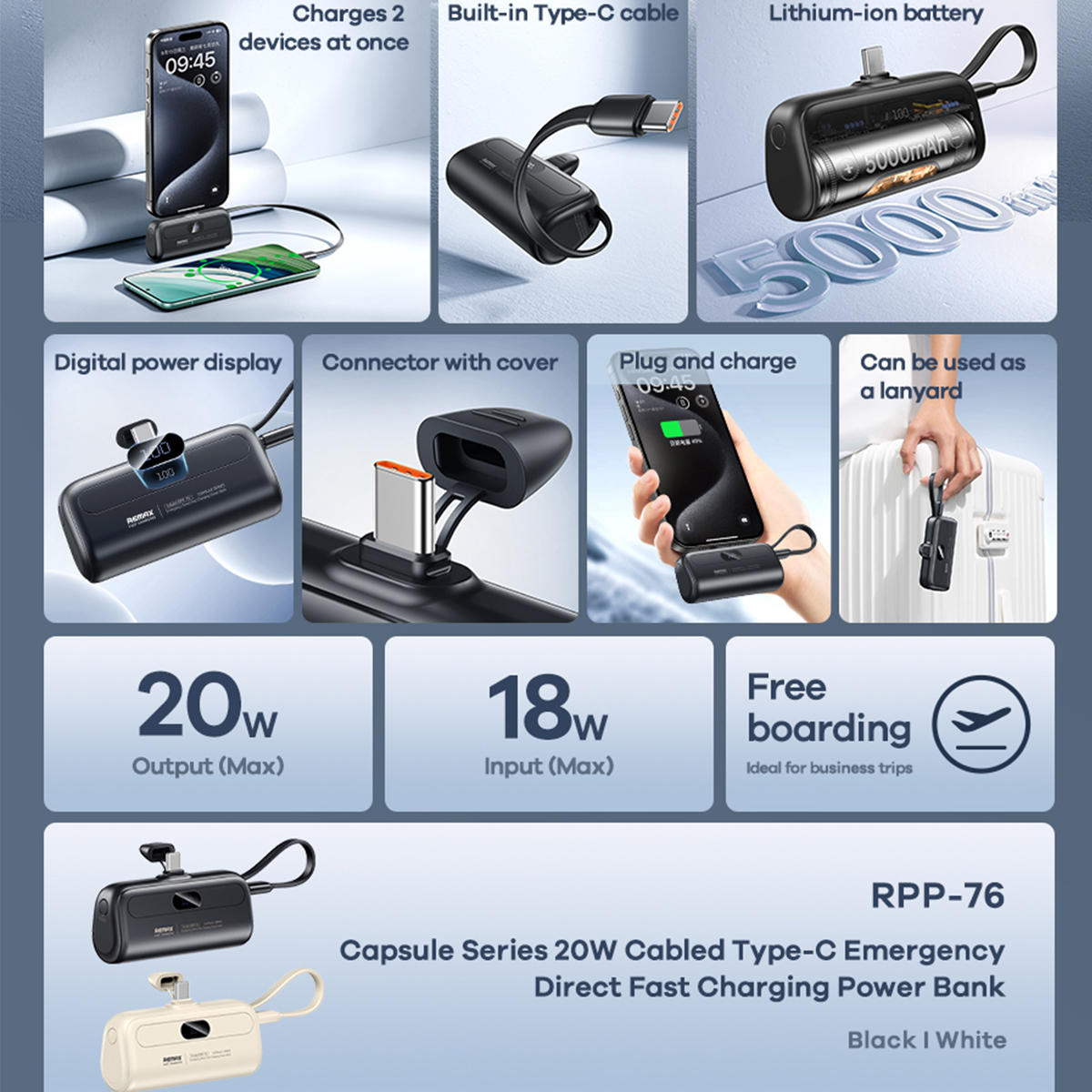 [ CCC ] Remax Mini PowerBank พาวเวอร์แบงค์ 20W ชาร์จเร็ว 5000mAh (IPH ...