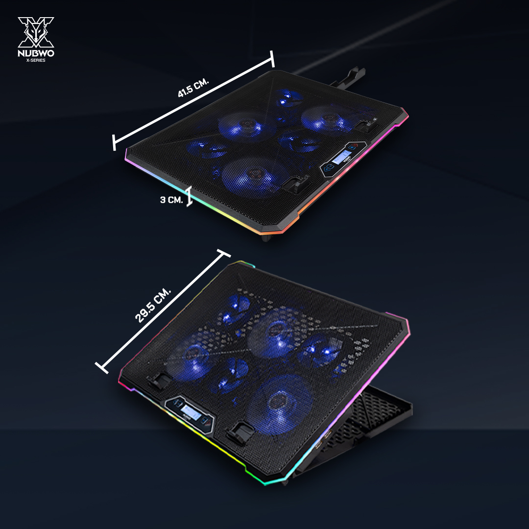 NUBWO COOLER PAD พัดลมระบายอากาศ FREEZER RGB พัดลม 6 ตัว NX-F4 สำหรับ ...